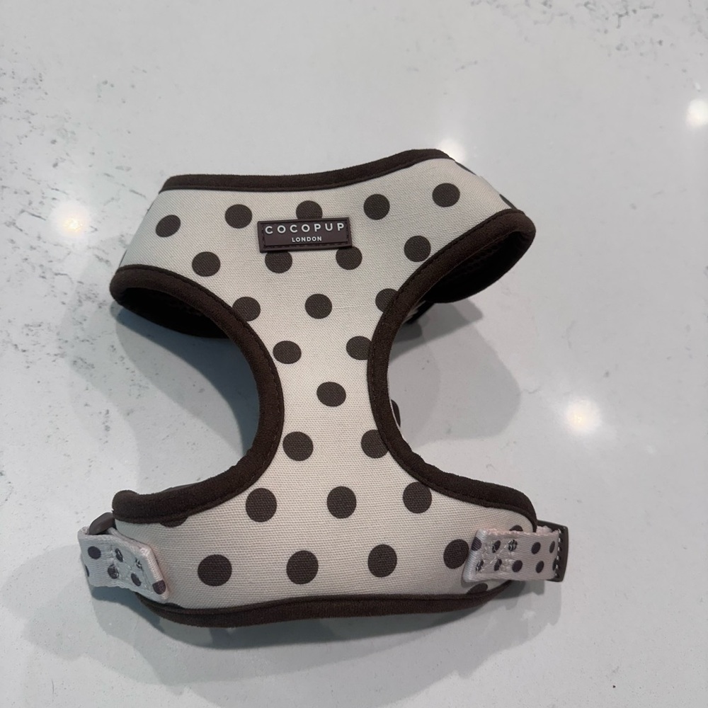 Cocopup Polka Dot Dog Harness - Cream with Brown Dots